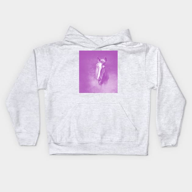 Horse emerging from the purple mist Kids Hoodie by hereswendy